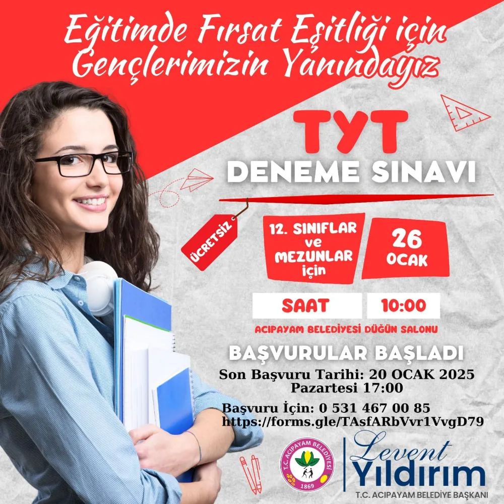 Acıpayam Belediyesi’nden Ücretsiz TYT ve AYT Deneme Sınavı Fırsatı