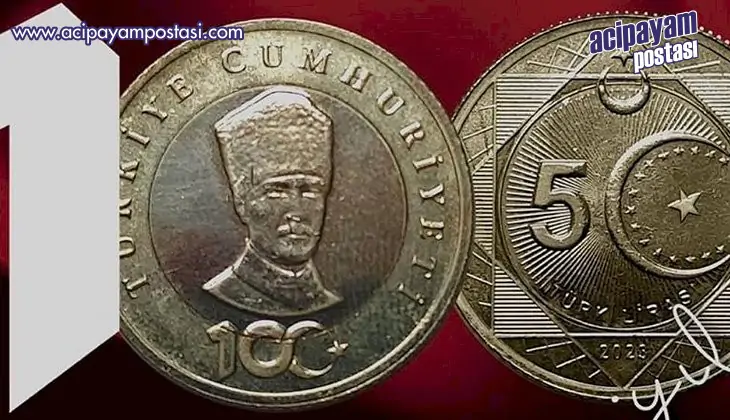 Cumhuriyetin 100. yılına özel madeni 5
                    TL basıldı